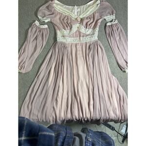Lace Made Romantic Cottagecore Dress NWT Size L Pink Victorian Prairie Maxi